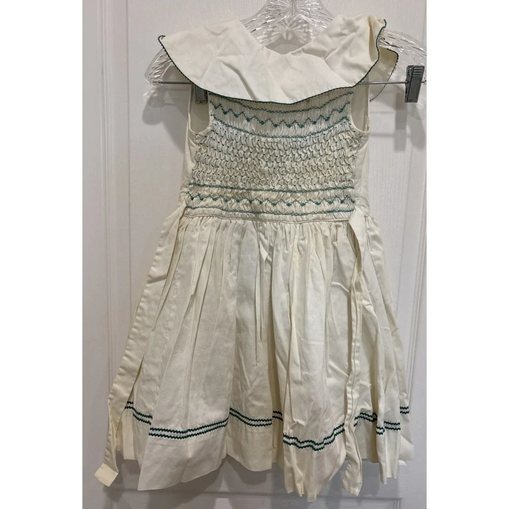 Vtg polly Finders smocked Girls Party Dress Sz 7 Cottage Prairie + slip READ